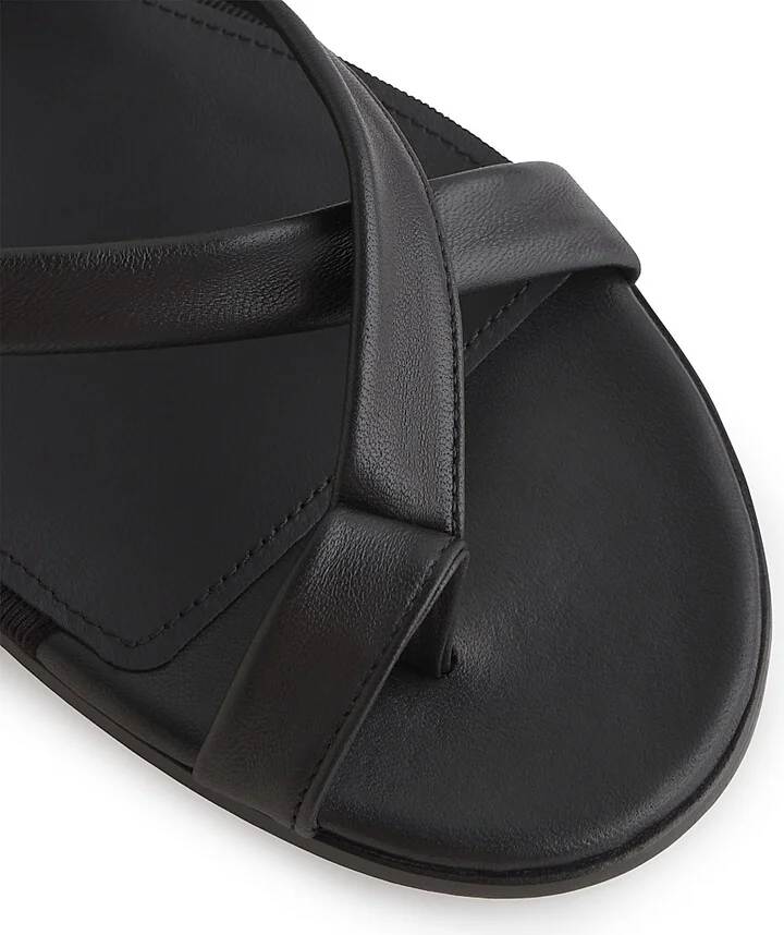 Women's Strappy Gladiator Leather Sandals - Black - Size 6 - Image 4