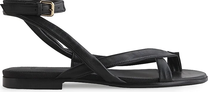 Women's Strappy Gladiator Leather Sandals - Black - Size 6