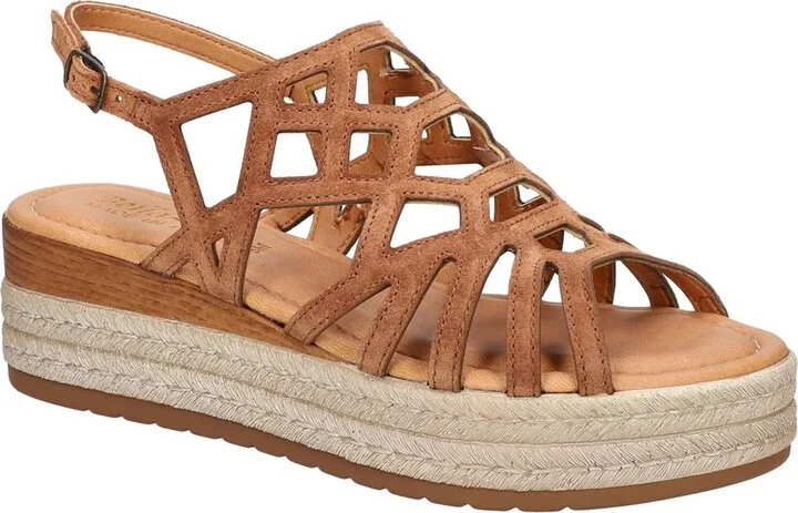 Womens Strappy Leather Espadrilles