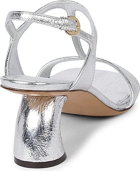 Women's Strappy Leather High-Heel Sandals - Silver - Size 6 - Image 3
