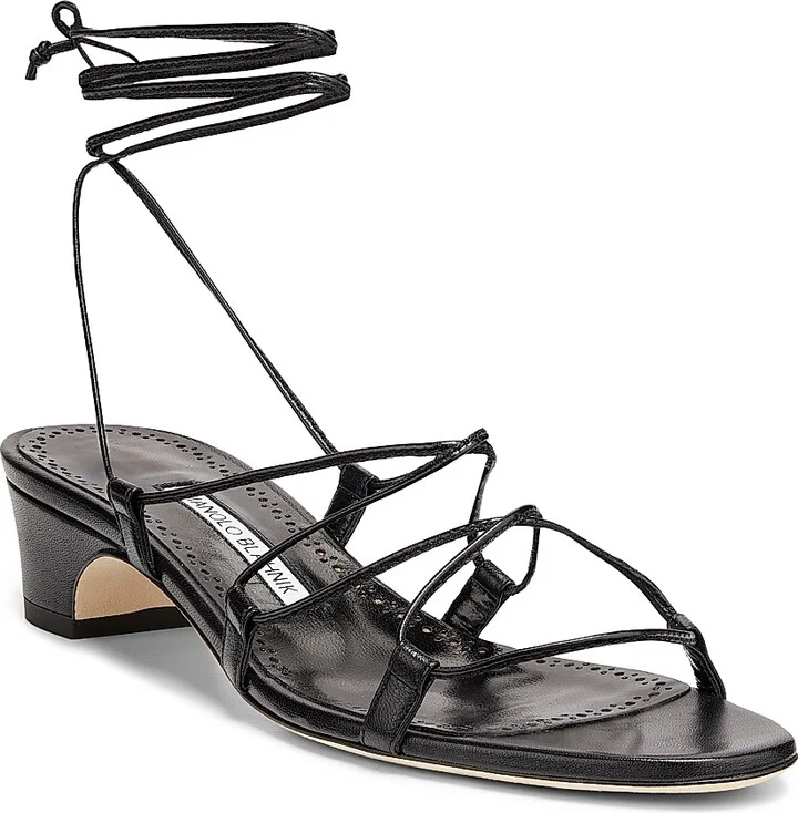 Women's Strappy Leather Sandals - Black - Size 5 - Image 2