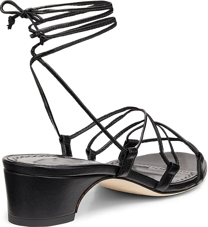 Women's Strappy Leather Sandals - Black - Size 5 - Image 3