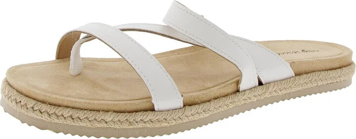 Womens Strappy Leather Slide Sandals