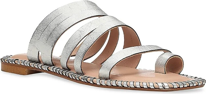Womens Strappy Leather Slide Sandals