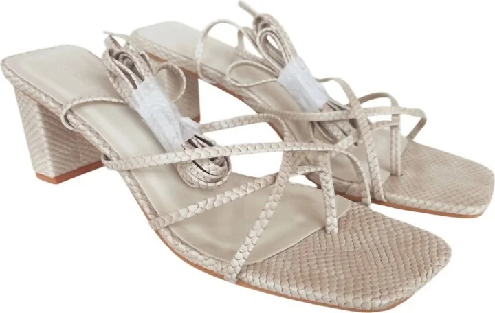 Women's Strappy Python Heel Sandal In Cream