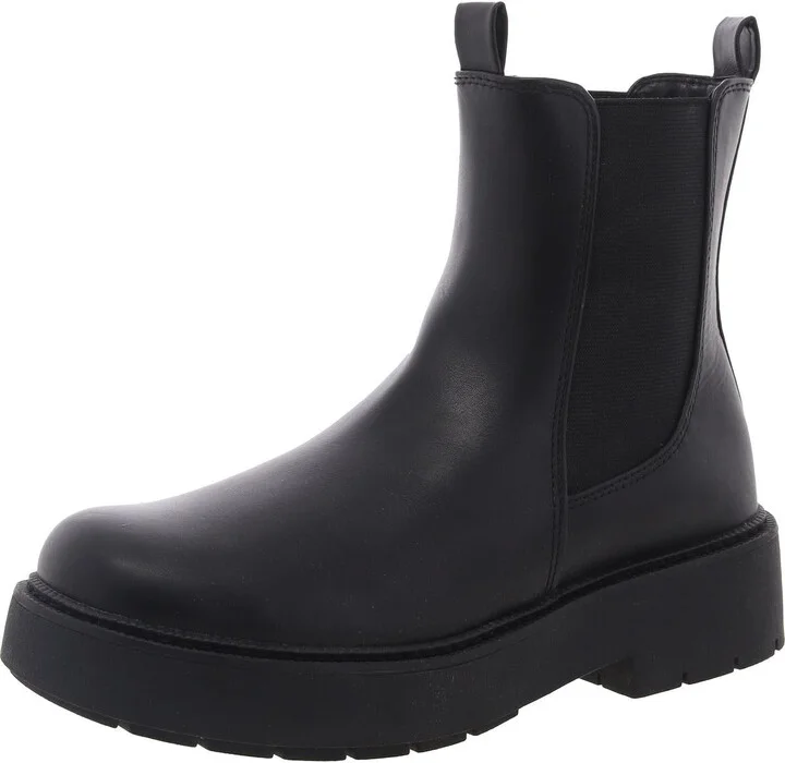 Womens Stretch Faux Leather Chelsea Boots