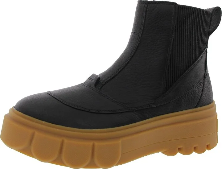 Womens Stretch Faux Leather Chelsea Boots