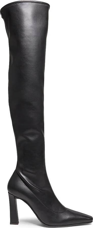 Women's Stretch Leather Over-The-Knee Boots - Nero - Size 5