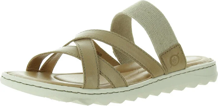 Womens Stretch Leather Slide Sandals