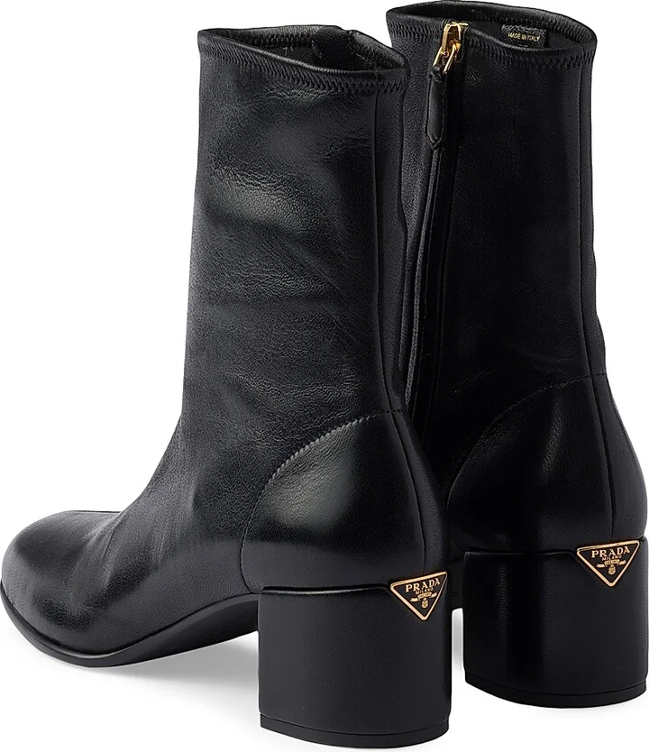 Women's Stretch Nappa Leather Booties - Black - Size 5 - Image 3
