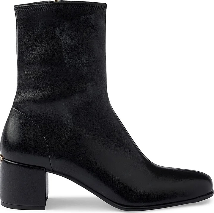 Women's Stretch Nappa Leather Booties - Black - Size 5