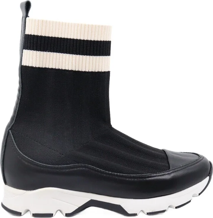 Women's Stripey Sock Bootie In Black