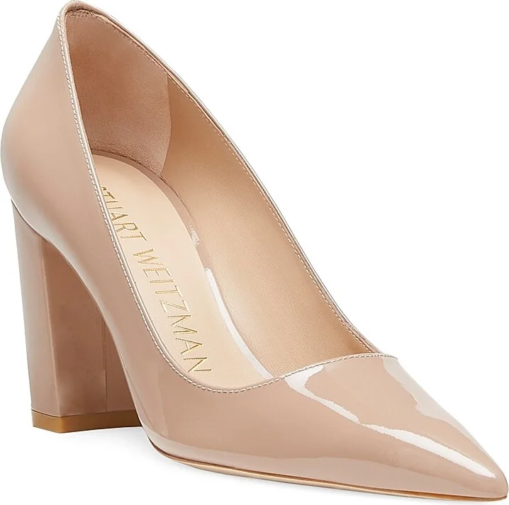 Women's Stuart 85MM Leather Block-Heel Pumps - Fawn - Size 11 - Image 2