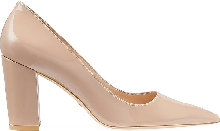 Women's Stuart 85MM Leather Block-Heel Pumps - Fawn - Size 11
