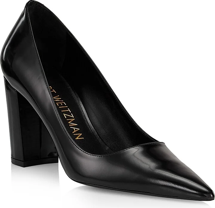 Women's Stuart 85MM Leather Block Pumps - Black - Size 5.5 - Image 2