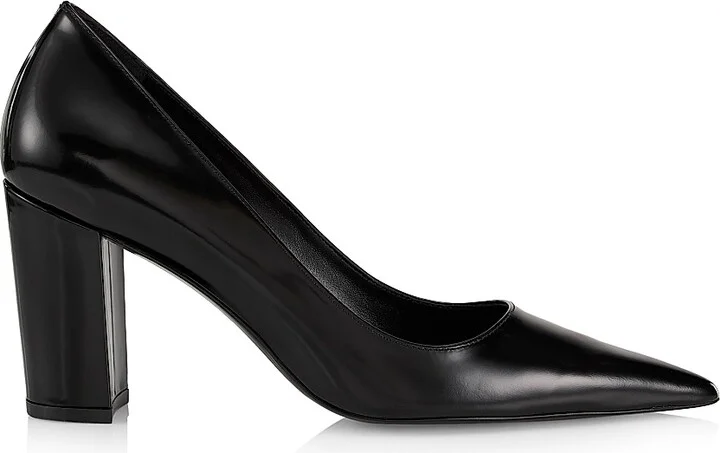 Women's Stuart 85MM Leather Block Pumps - Black - Size 5.5