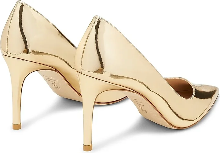 Women's Stuart Power 85 85MM Metallic Leather Pumps - Gold - Size 5 - Image 3