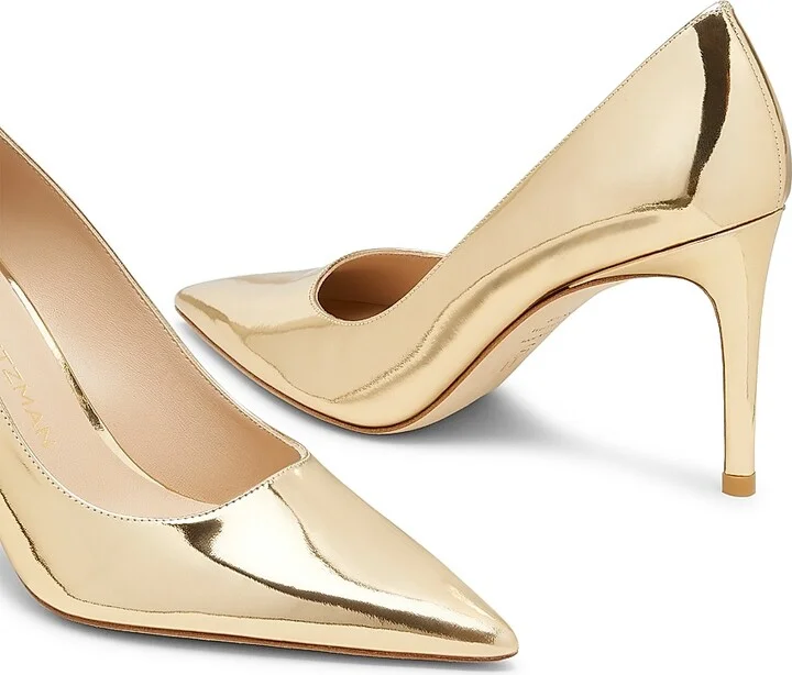 Women's Stuart Power 85 85MM Metallic Leather Pumps - Gold - Size 5 - Image 4