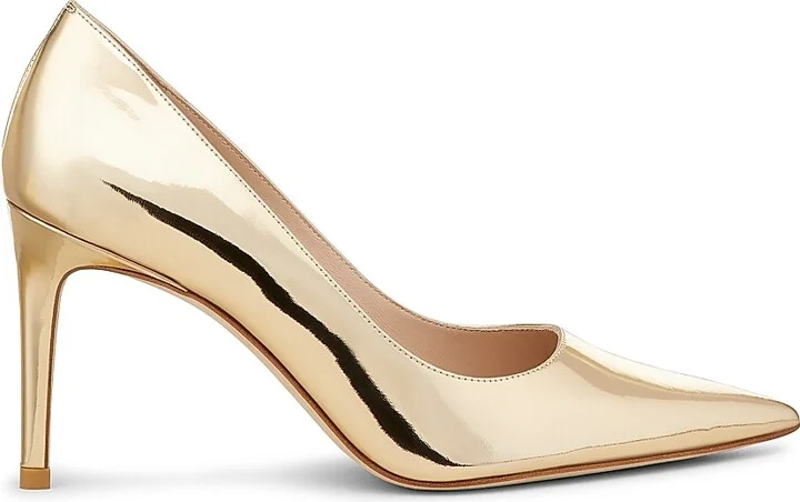 Women's Stuart Power 85 85MM Metallic Leather Pumps - Gold - Size 5