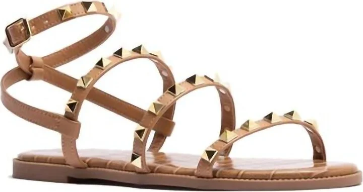 Women's Studded Strappy Sandals In Toffee