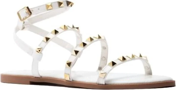 Women's Studded Strappy Sandals In White