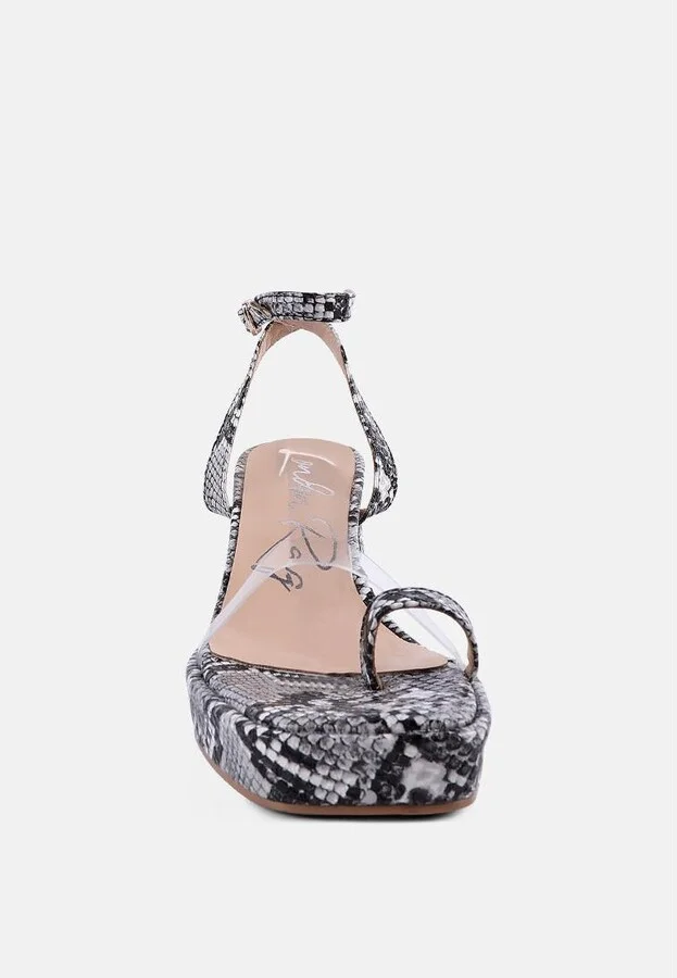 Womens Such Flirt Snake Print Triangular Block Heel Sandals - Image 3