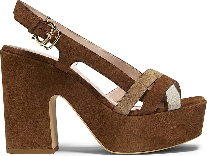 Women's Suede 110MM Platform Sandals - Moka - Size 9