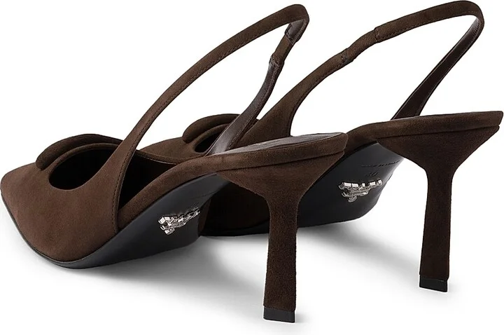 Women's Suede 75MM Slingback Pumps - Brown - Size 9 - Image 2