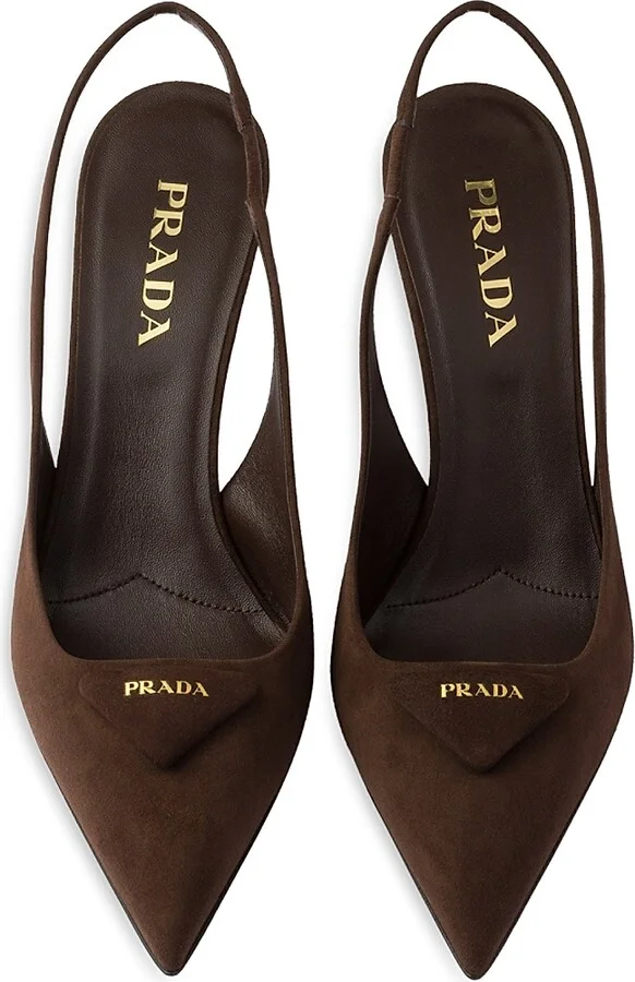 Women's Suede 75MM Slingback Pumps - Brown - Size 9 - Image 3