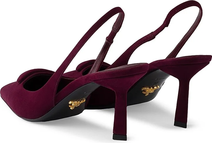 Women's Suede 75MM Slingback Pumps - Brown - Size 9 - Image 6