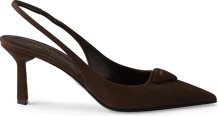 Women's Suede 75MM Slingback Pumps - Brown - Size 9