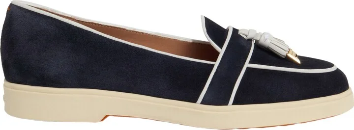 Women's suede and leather tassel loafer