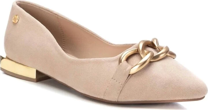 Women's Suede Ballet Flats Shoes In Beige