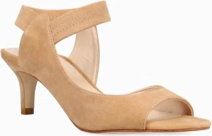 Women's Suede Binni Heels In Latte Kid Suede