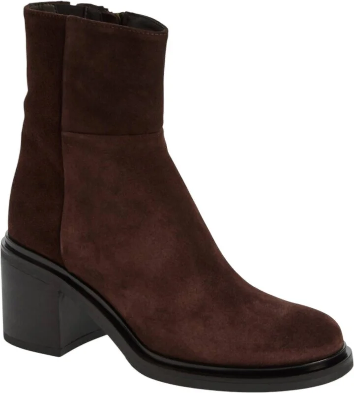 Women's Suede Bootie In Chocolate