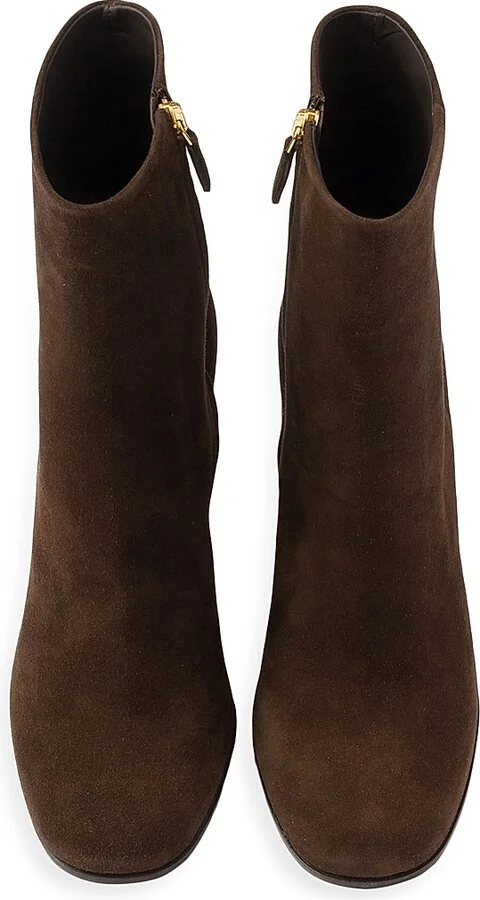 Women's Suede Booties - Dark Brown - Size 5 - Image 2