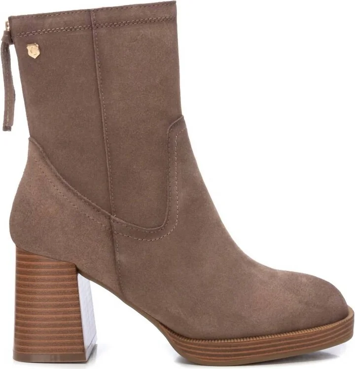 Women's Suede Booties In Taupe
