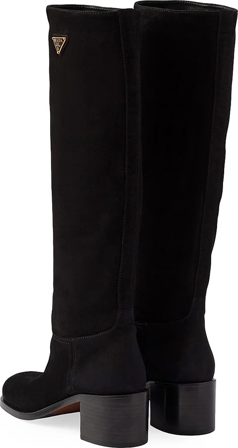 Women's Suede Boots - Black - Size 6.5 - Image 4
