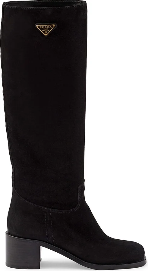Women's Suede Boots - Black - Size 6.5