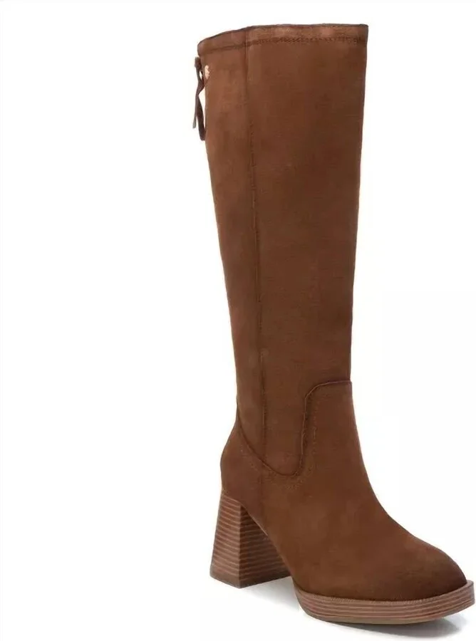 Women's Suede Boots In Camel