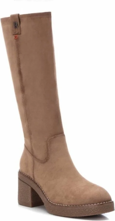 Women's Suede Boots In Taupe