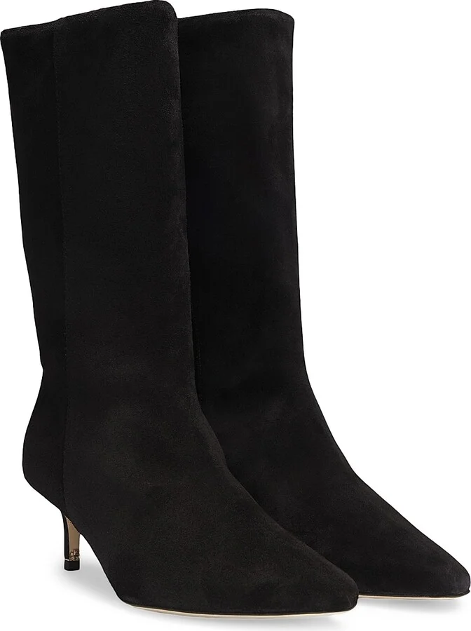 Women's Suede Boots with Double B Monogram - Black - Size 6 - Image 2