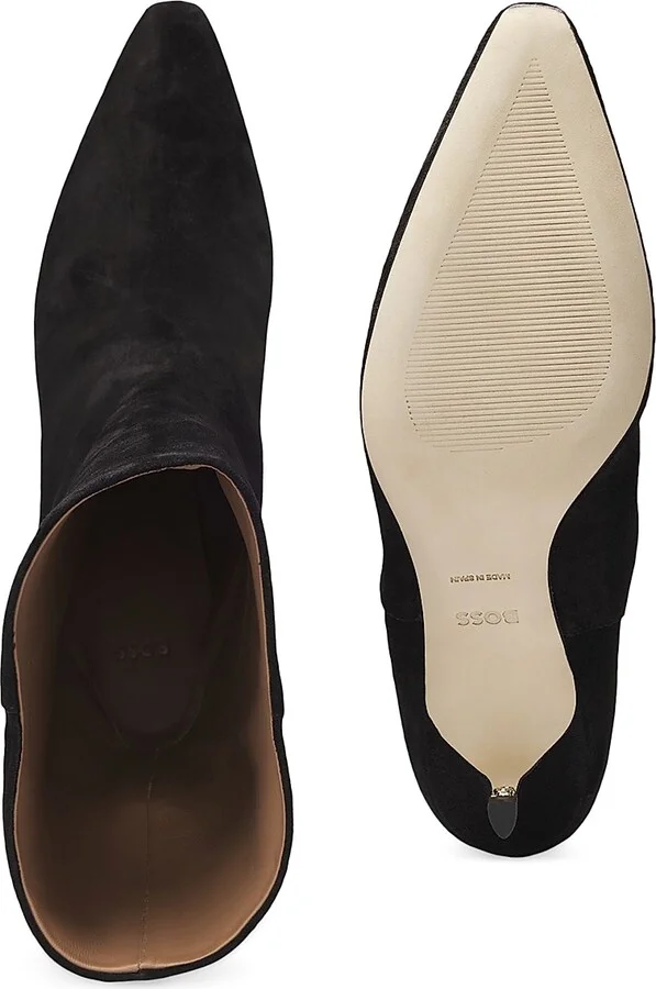 Women's Suede Boots with Double B Monogram - Black - Size 6 - Image 5