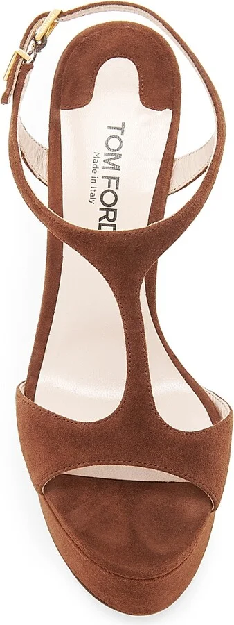 Women's Suede Brass-Embellished High-Heel Sandals - Dark Whisky - Size 7 - Image 4
