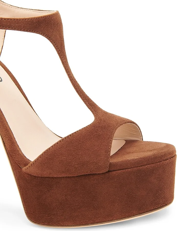 Women's Suede Brass-Embellished High-Heel Sandals - Dark Whisky - Size 7 - Image 5
