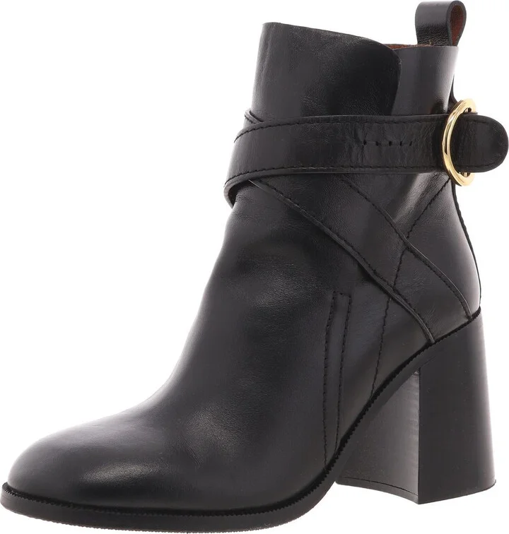 Womens Suede Buckle Booties