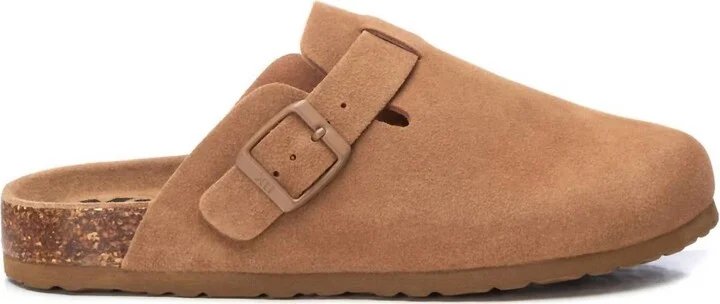 Women's Suede Clogs In Camel