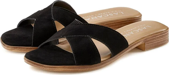 Women's Suede Cross Strap Mules
