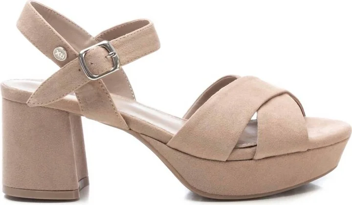 Women's Suede Cross Strap Sandals In Beige