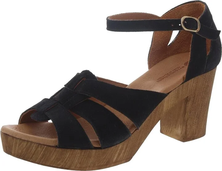 Womens Suede Cut-Out Ankle Strap